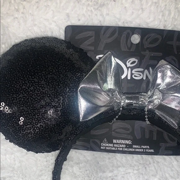 Disney Black Sequin Headband with Silver Bow - Picture 3 of 6